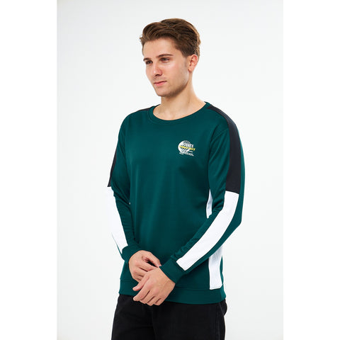 Green Stripe Crew Neck Sweatshirt | Montivo Pakistan
