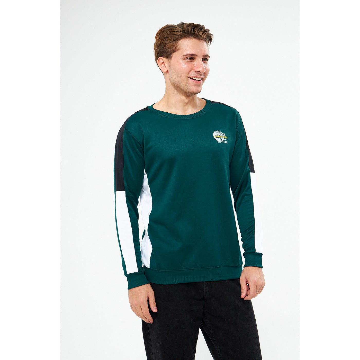 Green Stripe Crew Neck Sweatshirt | Montivo Pakistan