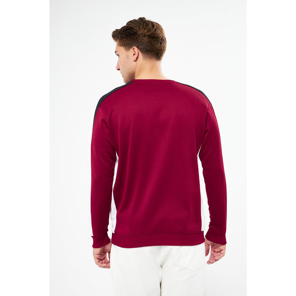 Burgundy Stripe Crew Neck Sweatshirt | Montivo Pakistan