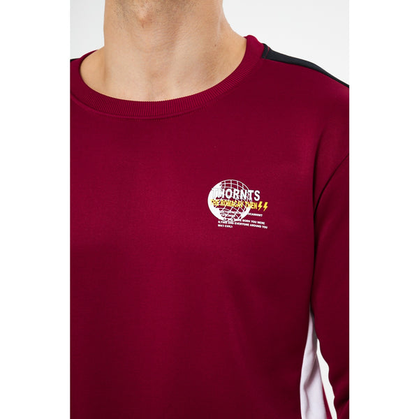 Burgundy Stripe Crew Neck Sweatshirt | Montivo Pakistan