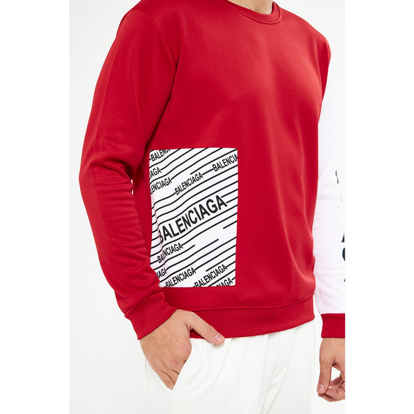 BGA Red Sleeves Contrast Sweatshirt | Montivo Pakistan