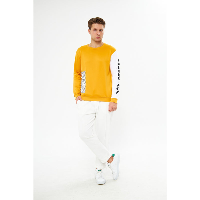 BGA Mustard Sleeves Contrast Sweatshirt | Montivo Pakistan
