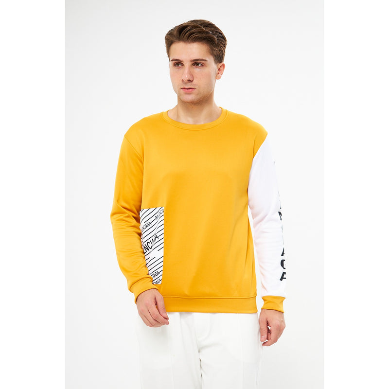 BGA Mustard Sleeves Contrast Sweatshirt | Montivo Pakistan
