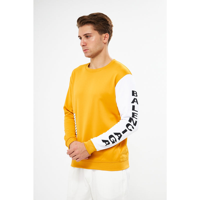 BGA Mustard Sleeves Contrast Sweatshirt | Montivo Pakistan