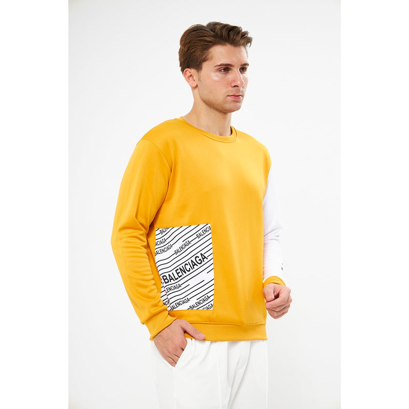 BGA Mustard Sleeves Contrast Sweatshirt | Montivo Pakistan