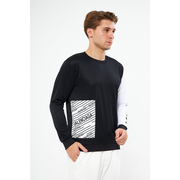BGA Black Sleeves Contrast Sweatshirt | Montivo Pakistan