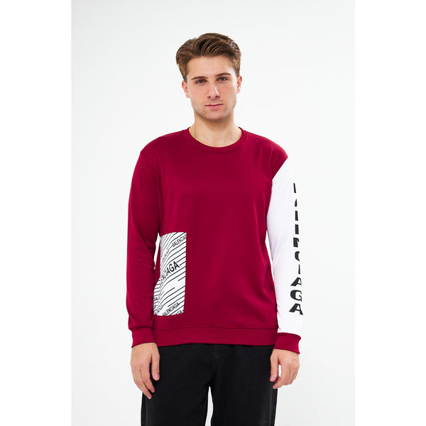 BGA Burgundy Sleeves Contrast Sweatshirt | Montivo Pakistan