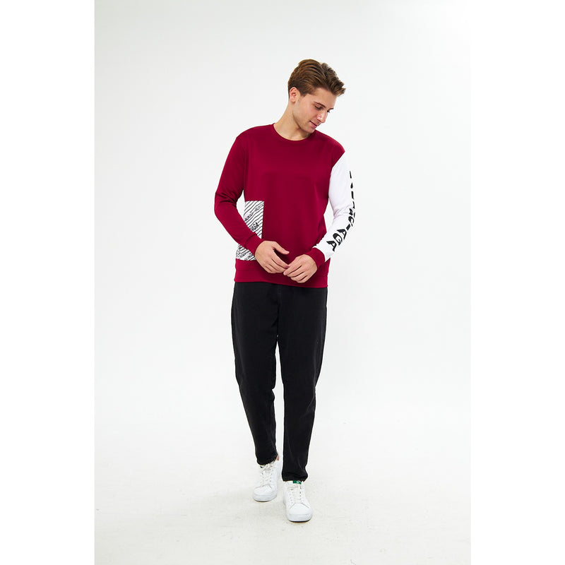 BGA Burgundy Sleeves Contrast Sweatshirt | Montivo Pakistan
