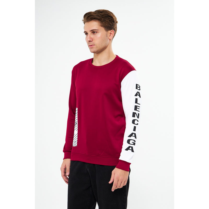 BGA Burgundy Sleeves Contrast Sweatshirt | Montivo Pakistan