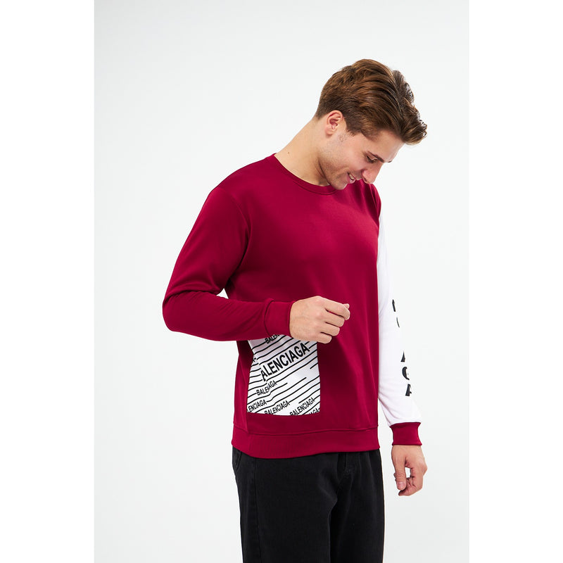 BGA Burgundy Sleeves Contrast Sweatshirt | Montivo Pakistan