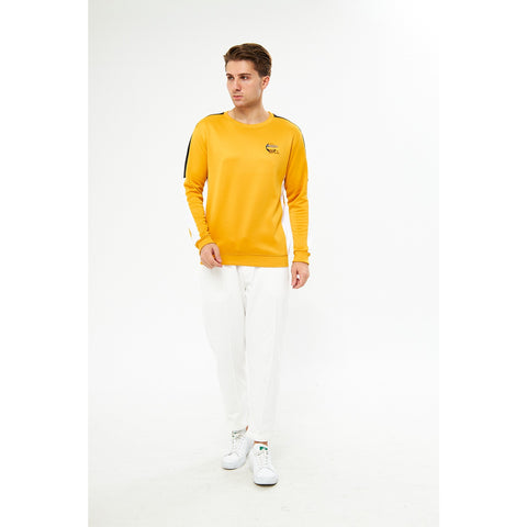 Mustard Stripe Crew Neck Sweatshirt | Montivo Pakistan