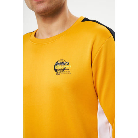 Mustard Stripe Crew Neck Sweatshirt | Montivo Pakistan