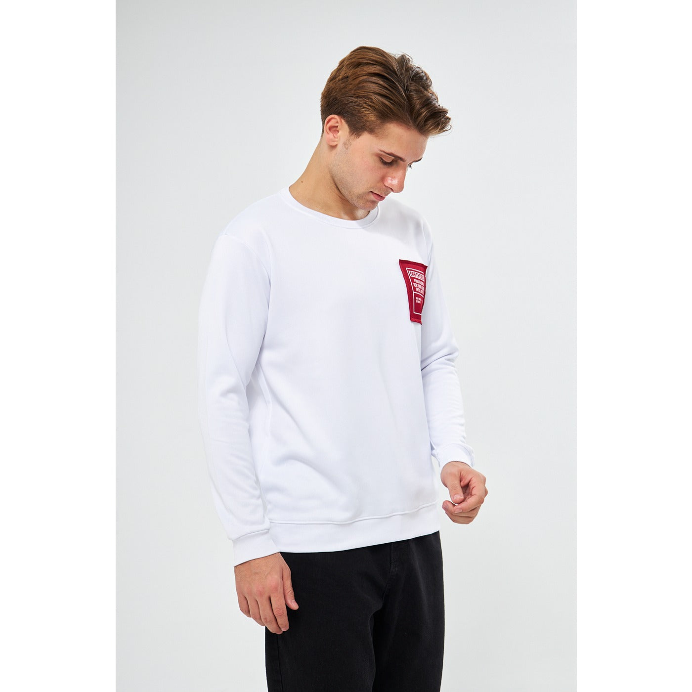 White Raw Patch Sweatshirt | Montivo Pakistan