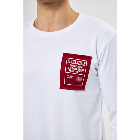 White Raw Patch Sweatshirt | Montivo Pakistan