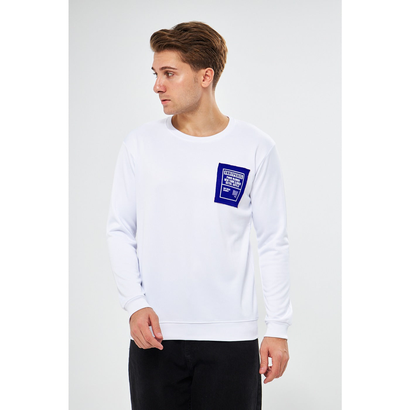 White Raw Patch Sweatshirt | Montivo Pakistan