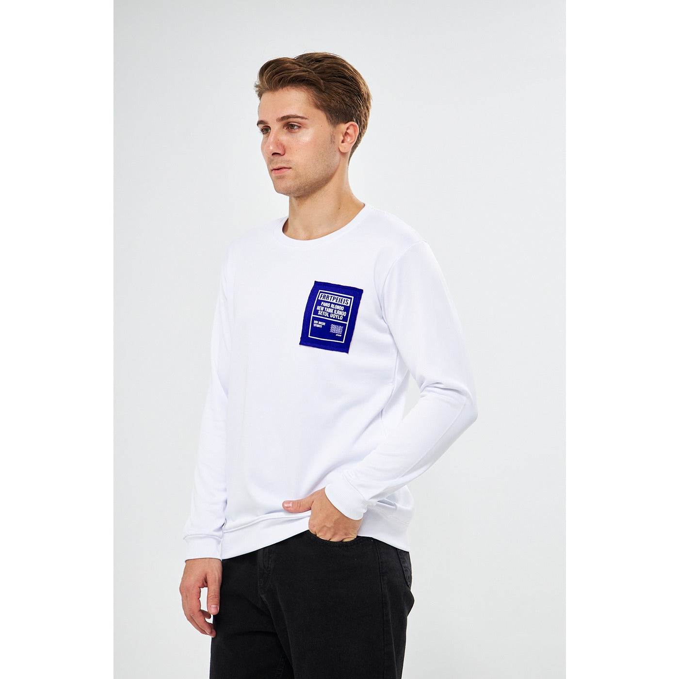 White Raw Patch Sweatshirt | Montivo Pakistan