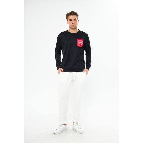 Black Raw Patch Sweatshirt | Montivo Pakistan
