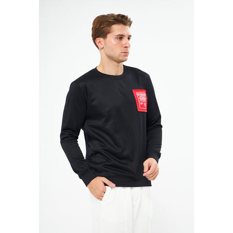 Black Raw Patch Sweatshirt | Montivo Pakistan