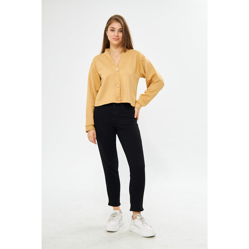 Yellow Textured Jacket Cardigan | Montivo Pakistan