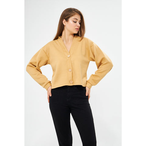 Yellow Textured Jacket Cardigan | Montivo Pakistan