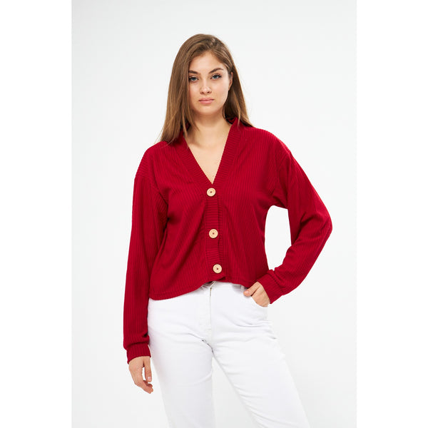 Red Waffle Jacket Cardigan | Montivo Pakistan