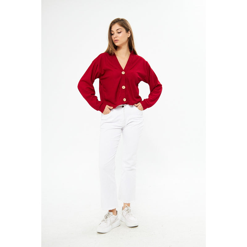 Red Waffle Jacket Cardigan | Montivo Pakistan