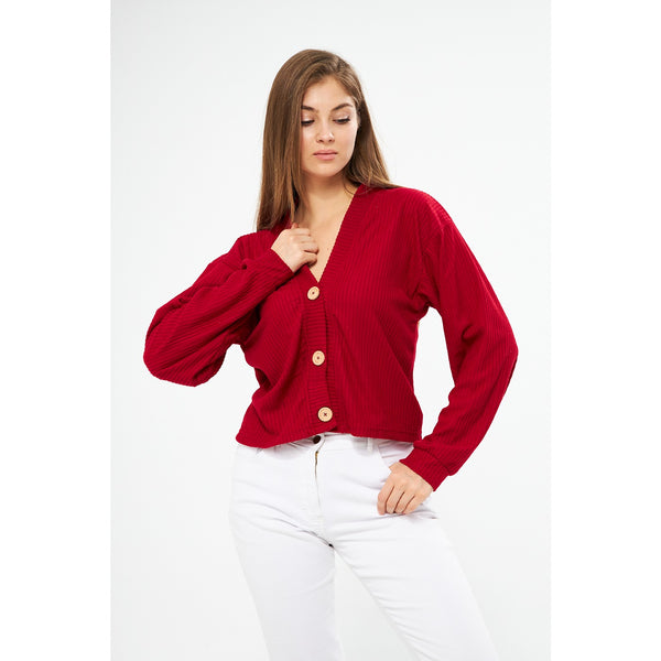 Red Waffle Jacket Cardigan | Montivo Pakistan