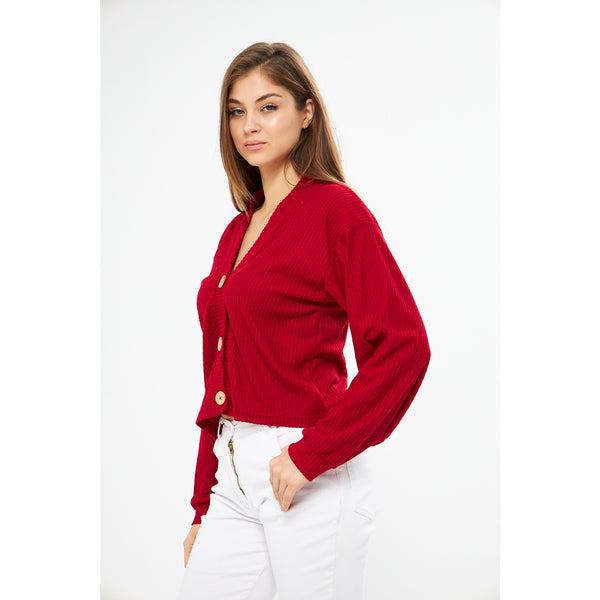 Red Waffle Jacket Cardigan | Montivo Pakistan