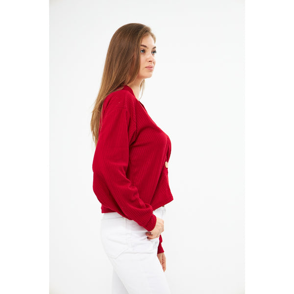 Red Waffle Jacket Cardigan | Montivo Pakistan