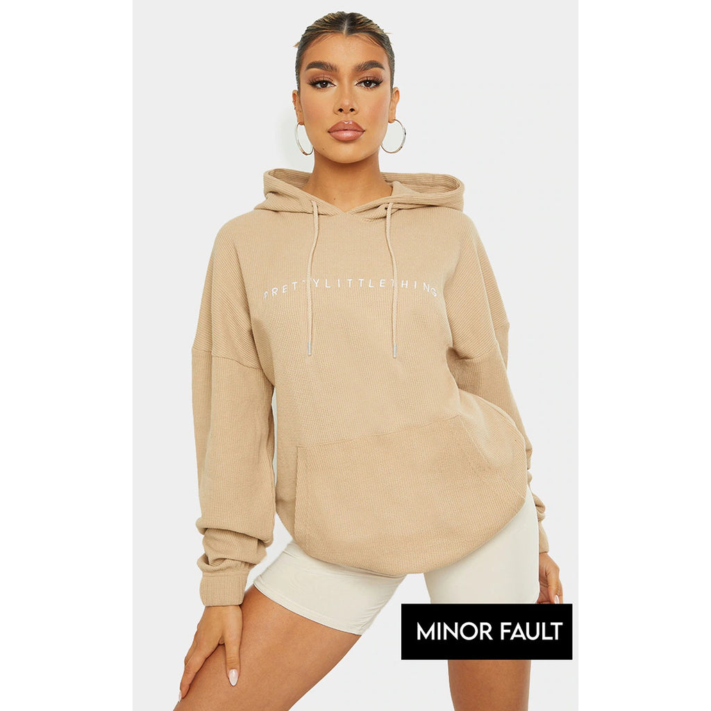 (Minor Fault) Sand Oversized Waffle Hoodie | Montivo Pakistan