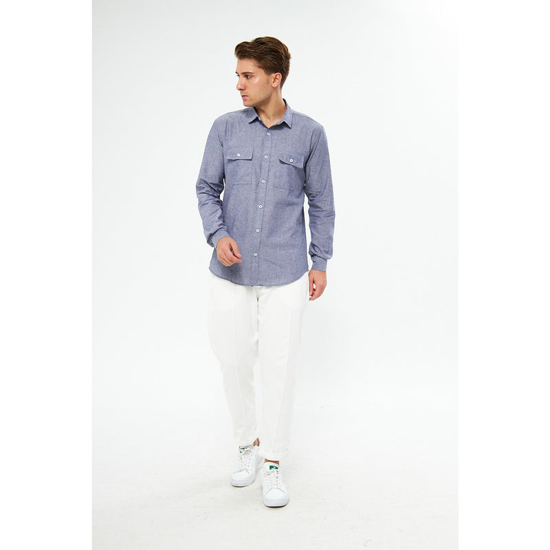 Lavender Blue Double Pocket Shirt | Montivo Pakistan
