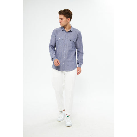 Lavender Blue Double Pocket Shirt | Montivo Pakistan