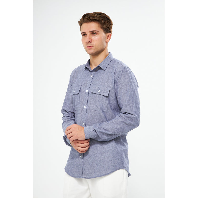 Lavender Blue Double Pocket Shirt | Montivo Pakistan