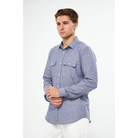 Lavender Blue Double Pocket Shirt | Montivo Pakistan
