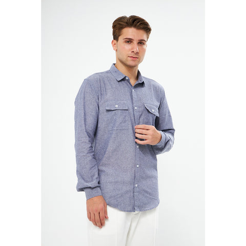 Lavender Blue Double Pocket Shirt | Montivo Pakistan