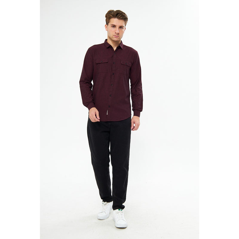 Burgundy Double Pocket Shirt | Montivo Pakistan