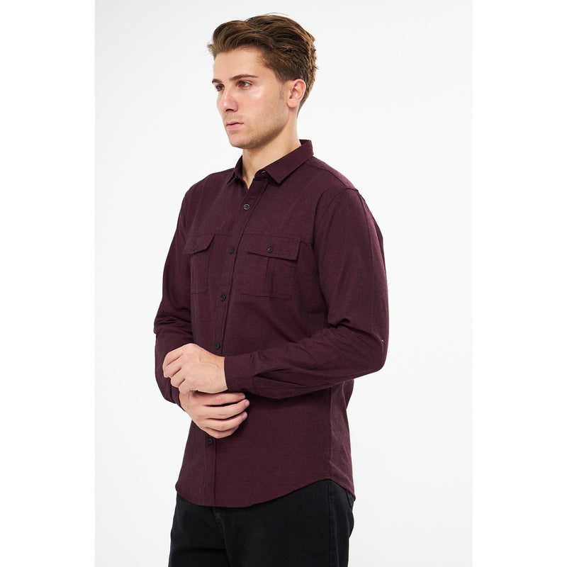 Burgundy Double Pocket Shirt | Montivo Pakistan