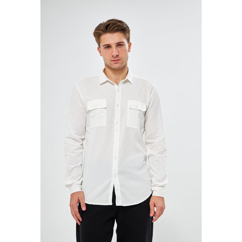 White Double Pocket Shirt | Montivo Pakistan