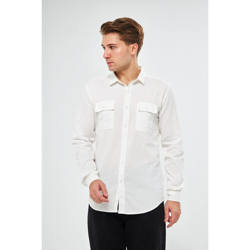 White Double Pocket Shirt | Montivo Pakistan