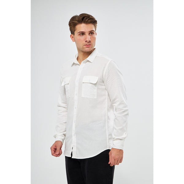 White Double Pocket Shirt | Montivo Pakistan