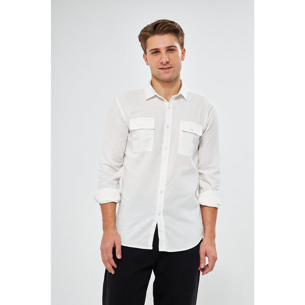 White Double Pocket Shirt | Montivo Pakistan