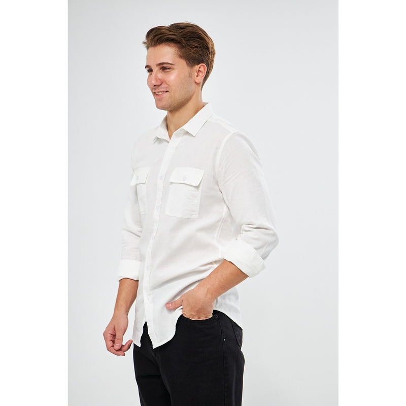 White Double Pocket Shirt | Montivo Pakistan
