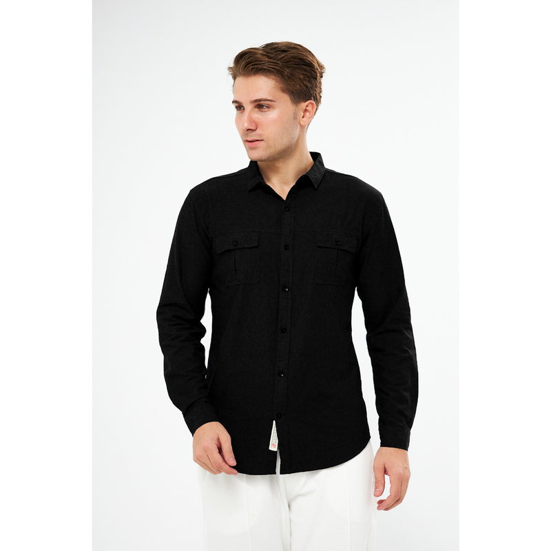 Black Double Pocket Shirt | Montivo Pakistan