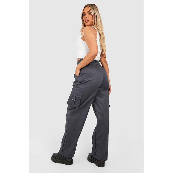 Charcoal Wide Leg Cargo Trousers | Montivo Pakistan