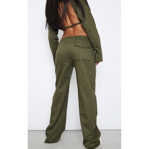 Khaki Toggle Detail Cargo Trousers | Montivo Pakistan