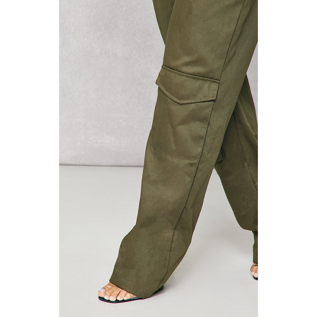 Khaki Cargo Pocket Detailed Trousers Montivo