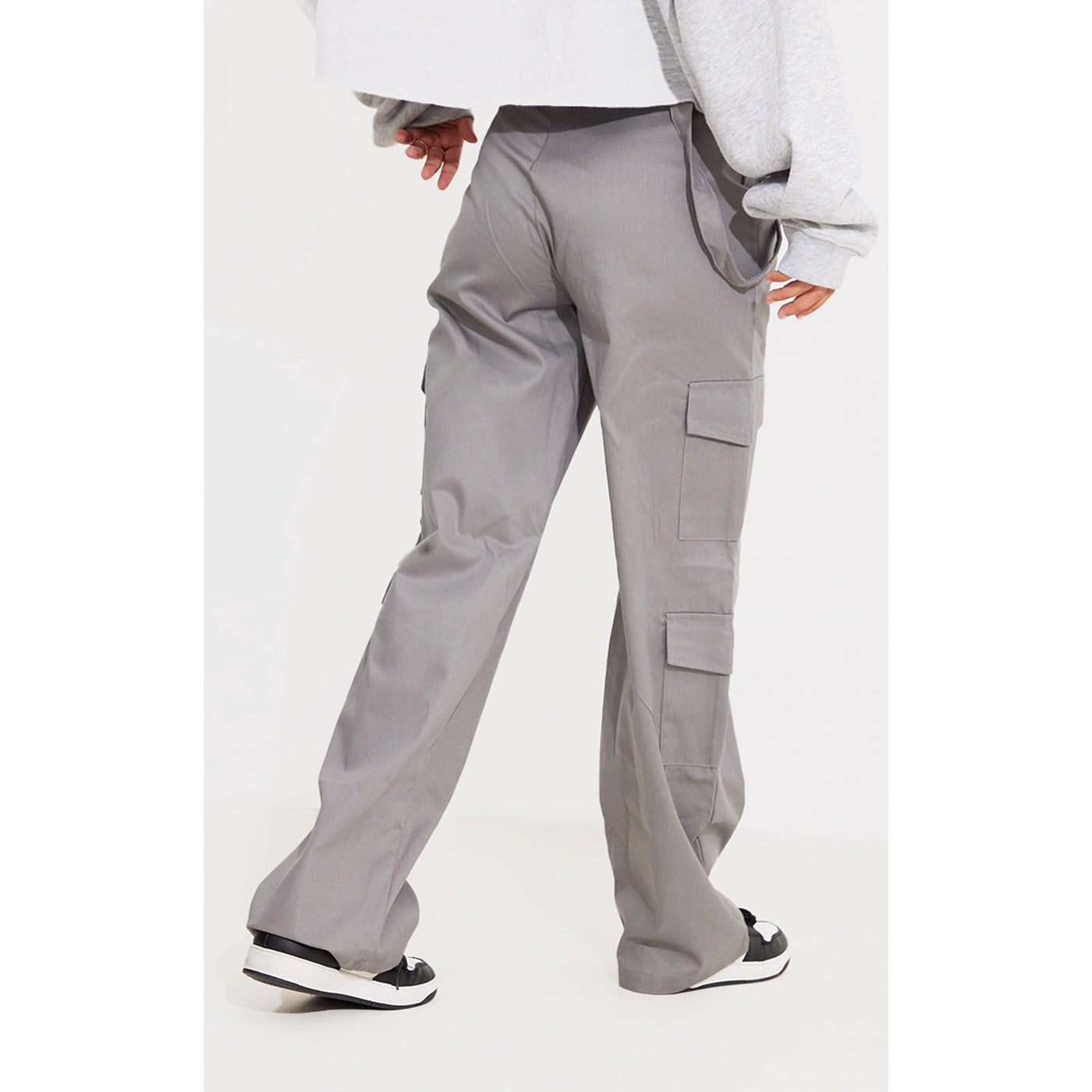 Grey Belted Cargo Straight Leg Trousers | Montivo Pakistan