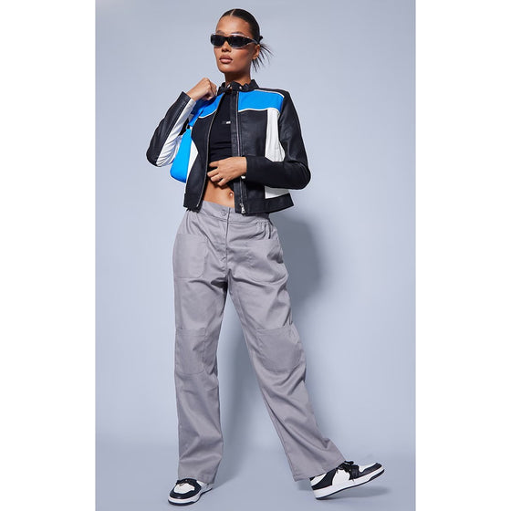 Grey Cargo Straight Leg Trousers | Montivo Pakistan