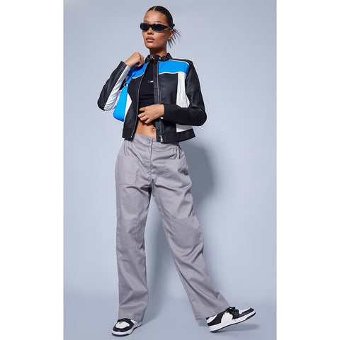 Grey Cargo Straight Leg Trousers | Montivo Pakistan