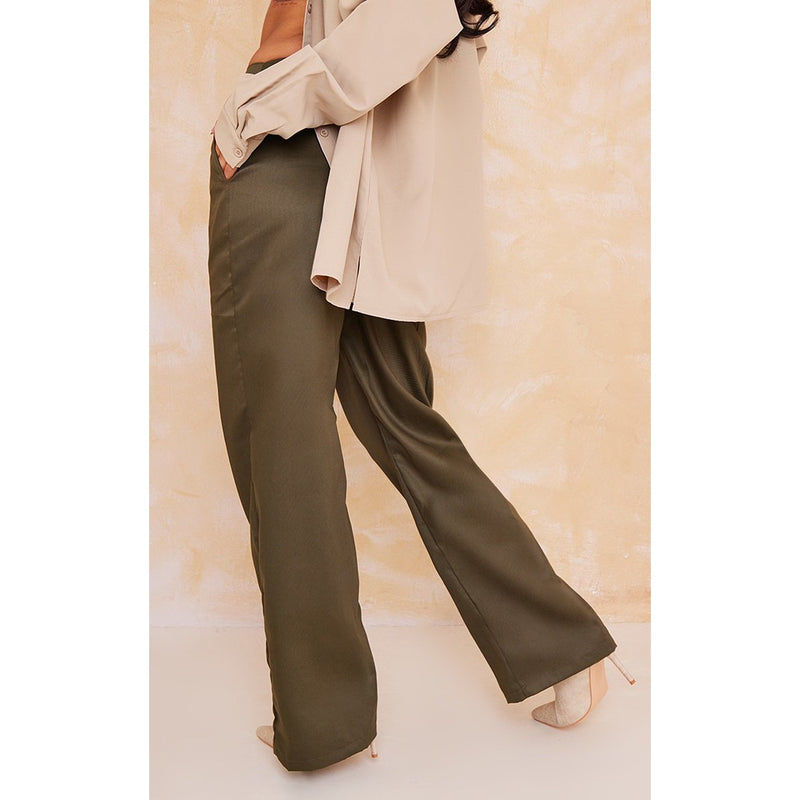 Khaki Tailored Wide Leg Trousers | Montivo Pakistan